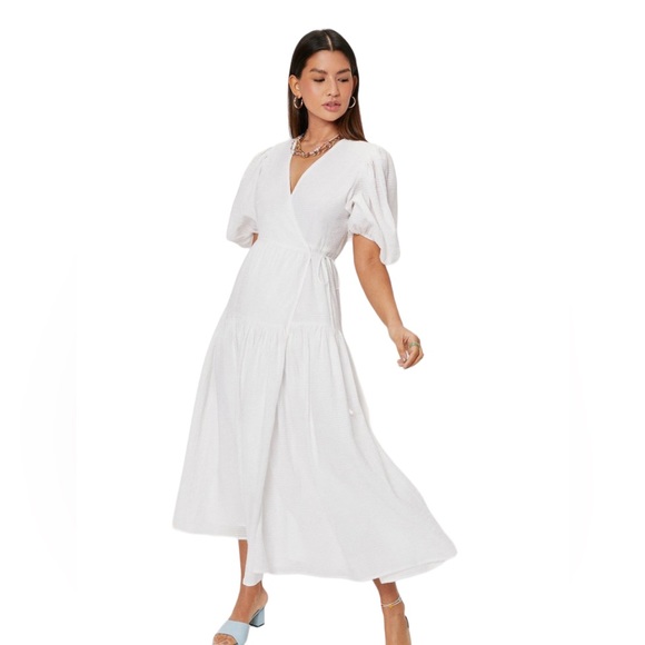 Puff Sleeves Wrap Tea Dresses Size 12 NWT - Picture 1 of 16